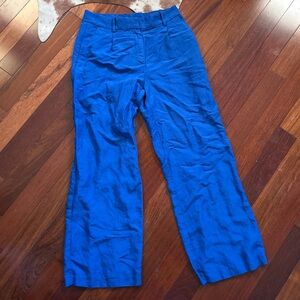 royal blue linen blend trousers